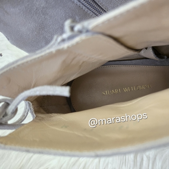 Stuart Weitzman Gardiner Gray Suede Ankle Boot - Picture 10 of 11